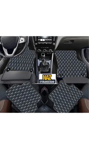 FORD ECOSPORT 2016 + Uyumlu Beyaz Dikişli Siyah Deri Paspas