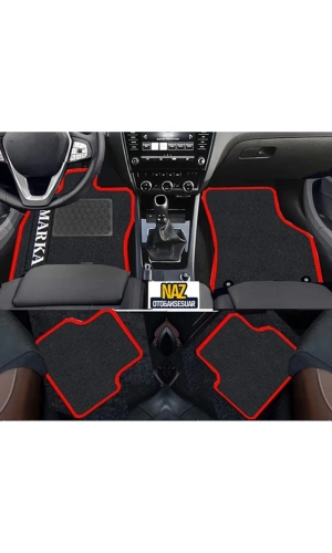 FORD ECOSPORT 2016 +   Siyah Halı Kırmızı Kenar Petek Topuk