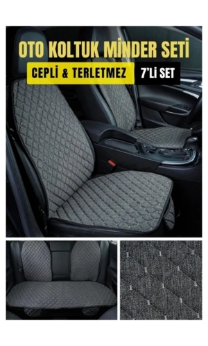 FORD FIESTA 2002-2008Terletmez Kaymaz Keten Oto Minder Kılıf Komple Set ( 7 Parça ) Gri