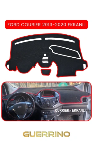FORD Courier 2013-2020 EkranlıTORPİDO KORUMA HALISI KIRMIZI KENAR