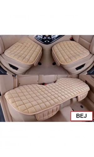 Araba Koltuk Soft Ortopedik Cepli Oto Kılıf- Minder Seti (3 parça) Bej