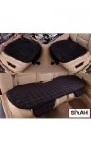 Araba Koltuk Soft Ortopedik Cepli Oto Kılıf- Minder Seti (3 parça) Siyah