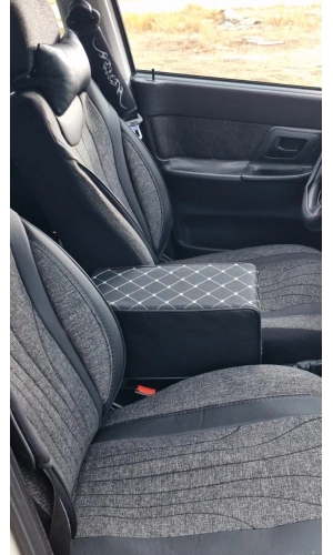 Araba Oto Kolçak Sünger Kolçak Kol Dayama Baklava Desen Siyah Deri Beyaz Desen