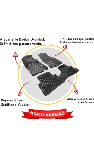 Audi A3 2013-2020 3d Siyah Kokusuz Havuzulu Paspas Takımı