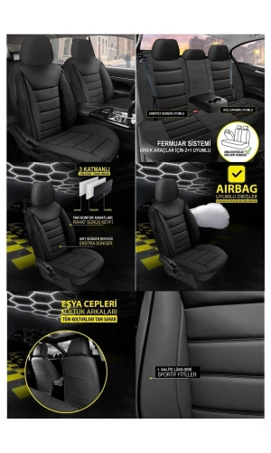Audi Rs3 Koltuk Kılıfı Jet Deri Siyah