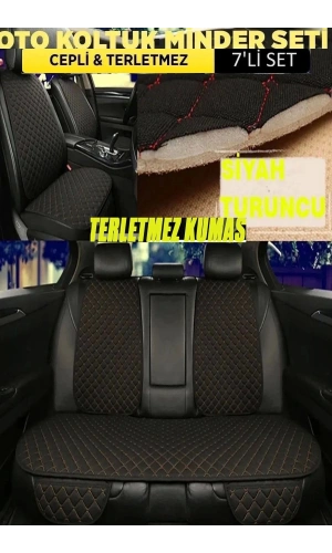 Audi Rs5 Terletmez Kumaş Minder Seti 7 Parça Full Takım Siyah-Turuncu