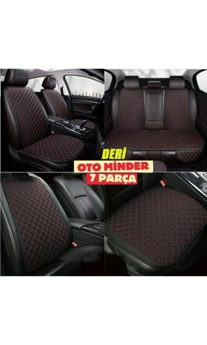 Audi S3 Koltuk Deri Minderi 7 Parça Ön Ve Arka Oturak Sırt Dayama Minder siyah-kırmızı