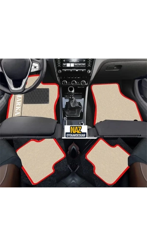 BMW 6 E64 Cabrio 2004-2011  Bej Halı Kırmızı Kenar  Petek Topuk