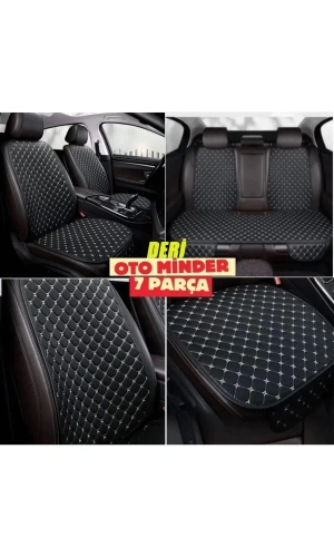 Chery Kimo Koltuk Deri Minderi 7 Parça Ön Ve Arka Oturak Sırt Dayama Minder siyah-beyaz