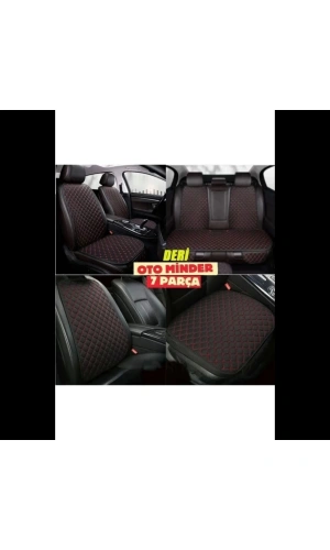 Chery TIGGO8 PRO Koltuk Deri Minderi 7 Parça Ön Ve Arka Oturak Sırt Dayama Minder siyah-kırmızı