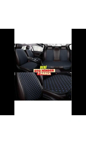 Chery TIGGO8 PRO Koltuk Deri Minderi 7 Parça Ön Ve Arka Oturak Sırt Dayama Minder siyah-mavi