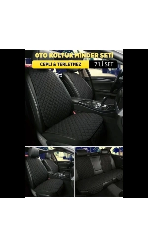 Fiat Punto UyumluTerletmez Kumaş MinTerletmez Kumaş 7 Parça Full Takım siyah-siyah
