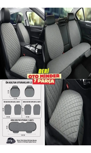 FORD COURİER Koltuk Deri Minderi 7 Parça Ön Ve Arka Oturak Sırt Dayama Minder Gri-Gri