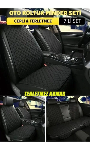 Ford-Mustang- Terletmez Kumaş Minder Seti 7 Parça Full Takım siyah-siyah
