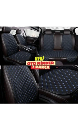 Geely Echo Koltuk Deri Minderi 7 Parça Ön Ve Arka Oturak Sırt Dayama Minder siyah-mavi