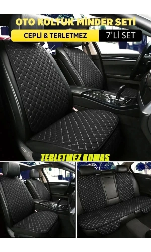 Jeep Grand Cherokee Terletmez Kumaş Minder Seti 7 Parça Full Takım siyah-beyaz
