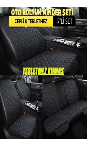 MERCEDES GLB Terletmez Kumaş Minder Seti 7 Parça Full Takım siyah-mavi