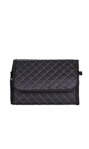 Oto Bagaj Organizeri Kapitone Deri Çanta Mavi Dikişli Siyah