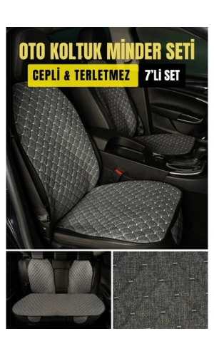 Peugeot 2008 2020+Terletmez Kaymaz Keten Oto Minder Kılıf Komple Set(7Parça) Füme
