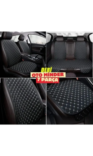 Skoda Fabia Koltuk Deri Minderi 7 Parça Ön Ve Arka Oturak Sırt Dayama Minder siyah-beyaz