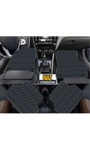 Volkswagen cc-2008 - 2012  Uyumlu Siyah Dikişli Siyah Deri Paspas