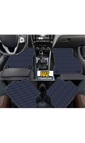 Volkswagen Golf 8 Manuel 2020 + Uyumlu Mavi Dikişli Siyah Deri Paspas