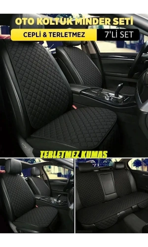 Volvo S40 Terletmez Kumaş Minder Seti 7 Parça Full Takım siyah-siyah