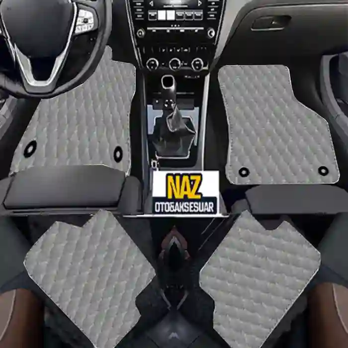 Audi A3 1996-2003 TEK KAPI Uyumlu Gri Dikişli Gri Deri Paspas