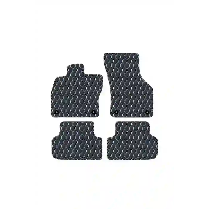 BMW X 5 E53 2000 - 2007  Uyumlu Beyaz Dikişli Siyah Deri Paspas