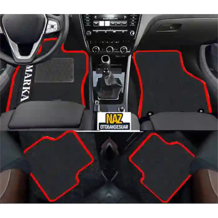 BMW X6 2015+  Siyah Halı Kırmızı Kenar Petek Topuk