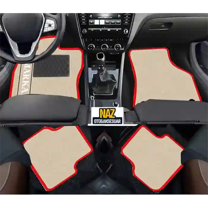 Seat Leon 1M 1998-2004  Bej Halı Kırmızı Kenar  Petek Topuk