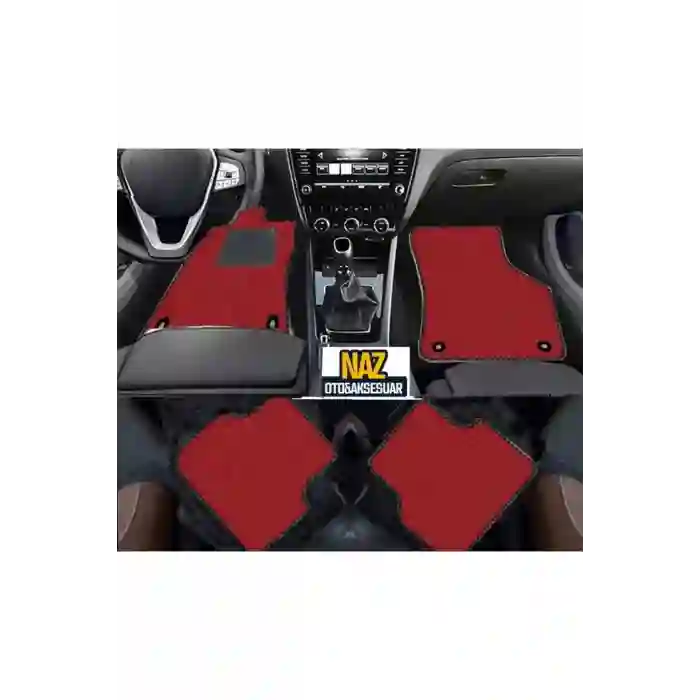Seat Leon 1P 2006-2012 Kırmızı Halı Siyah Kenar Petek Topuk