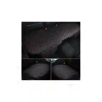 Araba Koltuk Minderi Ön ve Arka Takım 3 Parca Koltuk Deri Minder Siyah Deri-Turuncu Nakış