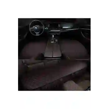 Araba Koltuk Minderi Ön-arka Takım 3 Parca Terletmez Kumaş Minder Siyah Kumaş-kırmızı Dikiş