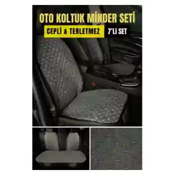 Honda Civic 1996-2001 -SedanTerletmez Kaymaz Keten Oto Minder Kılıf Komple Set ( 7 Parça ) Füme