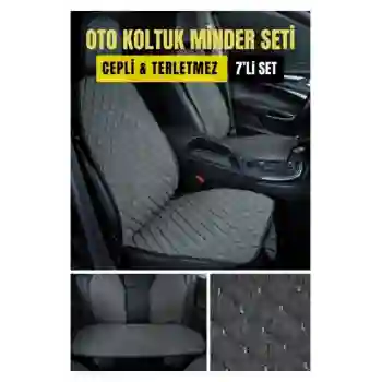BMW 4 F36 GranCoupe 2013 - 2020Terletmez Kaymaz Keten Oto Minder Kılıf Komple Set ( 7 Parça ) Gri