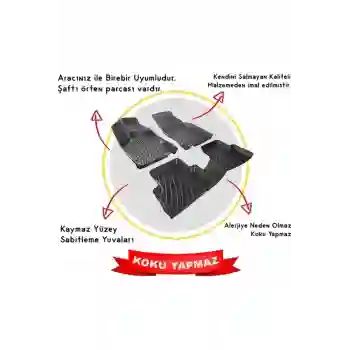 Audi A1 2018 Sonrası 3D Siyah Kokusuz Havuzulu Paspas Takımı