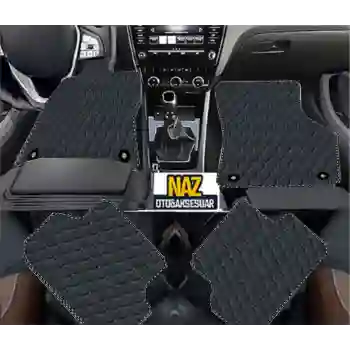 BMW X4 2014 - 2018 Uyumlu Siyah Dikişli Siyah Deri Paspas