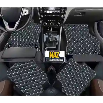 BMW X5 2019 +  Uyumlu Beyaz Dikişli Siyah Deri Paspas