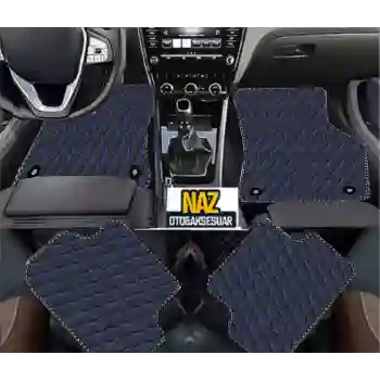 Fiat Fullback 2016 + Uyumlu Mavi Dikişli Siyah Deri Paspas