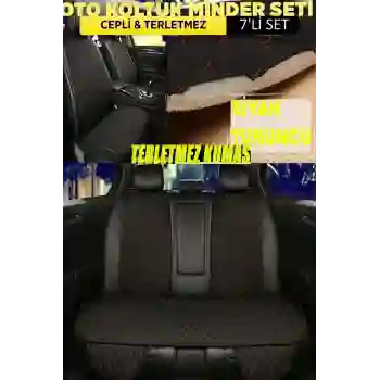 INFİNİTİ QX4 Terletmez Kumaş Minder Seti 7 Parça Full Takım Siyah-Turuncu