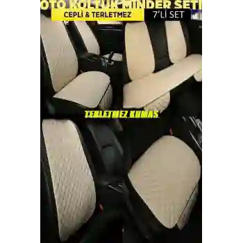 Mercedes GLS Terletmez Kumaş Minder Seti 7 Parça Ön Ve Arka Oturak Sırt Dayama Minder Bej-bej