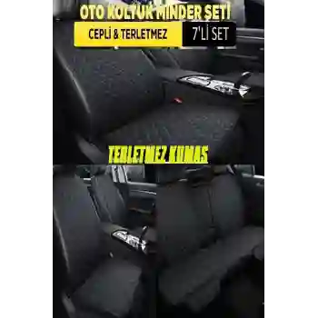 Mercedes GLS Uyumlu Terletmez Kumaş Minder Seti 7 Parça Full Takım siyah-mavi