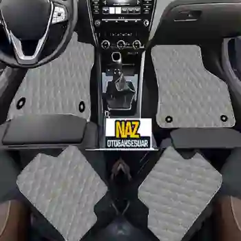 Toyota Hilux 2014 Sonrası  Uyumlu Gri Dikişli Gri Deri Paspas