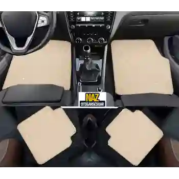 Toyota Prius 2009 - 2016  Uyumlu Bej Dikişli Bej Deri Paspas