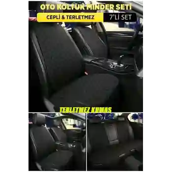 Volkswagen New Beetle Terletmez Kumaş Minder Seti 7 Parça Full Takım siyah-siyah