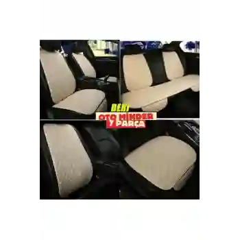 Volkswagen Touaref Koltuk Deri Minderi 7 Parça Ön ve Arka Oturak Sırt Dayama Minder Bej-Bej