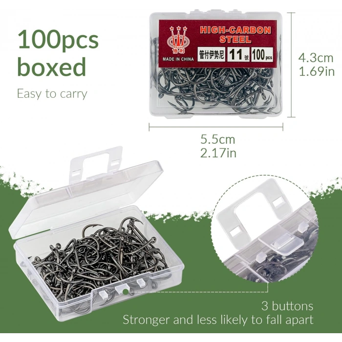 Olta Kancası Karbon Çelik Keskin Kanca 11 NO DELİKLİ 100PCS