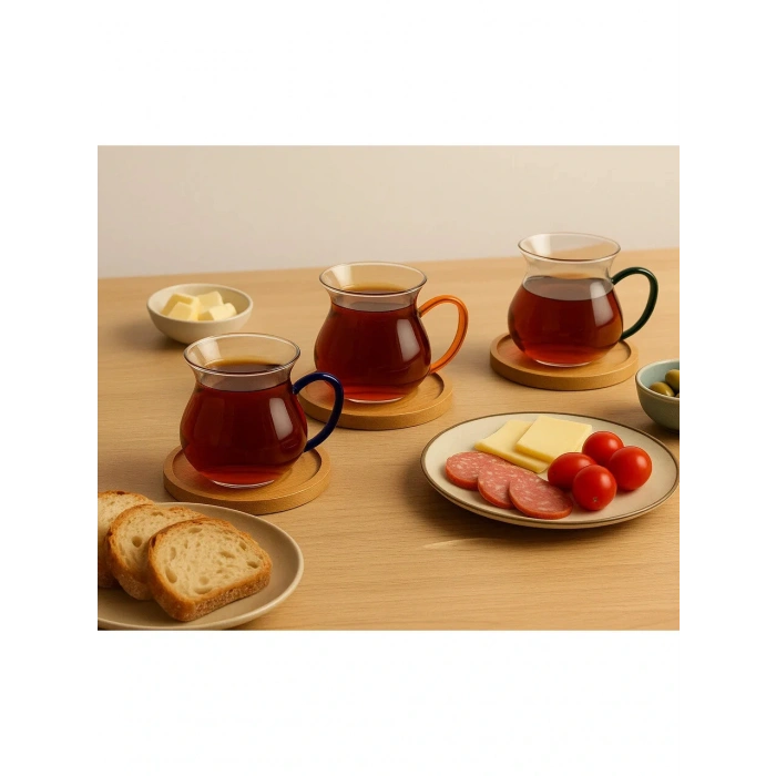 3 Lİ BAMBU TABAKLI KEYFİ ALA ÇAY BARDAĞI*24