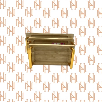 ALK-1589 24CM METAL KULPLU BAMBU SUNUM TEPSİSİ